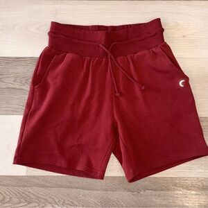 ZYIA Active Women’s Red/Maroon Drawstring Ribbed Waist Sweat Shorts Size M